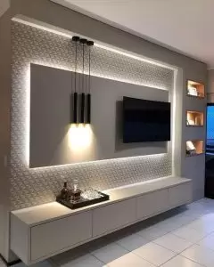 Wall hanging lighting for entertainment center 